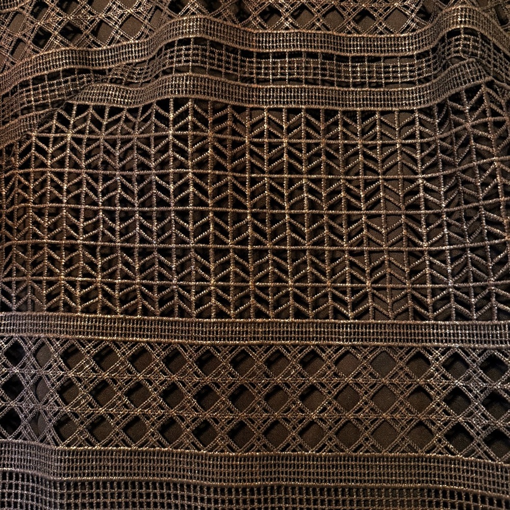White House Black Market Size 0 Brown Metallic Lace Halter Dress Sheath Cocktail - Picture 6 of 8